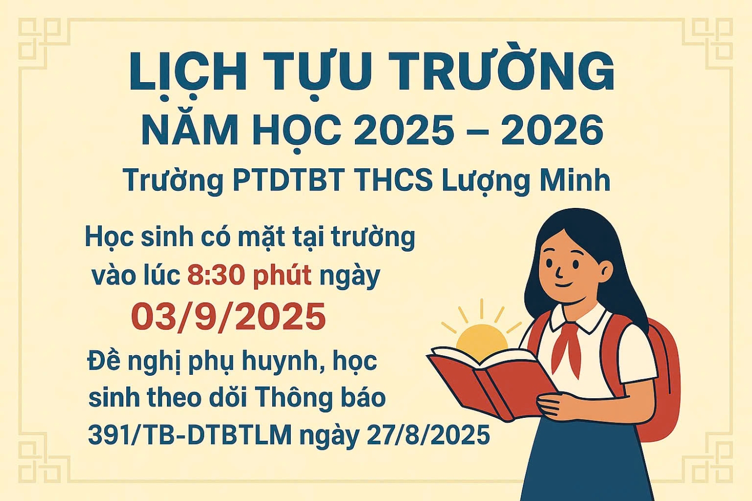 THÔNG BÁO LỊCH TỰU TRƯỜNG SAU CƠN BÃO SỐ 05